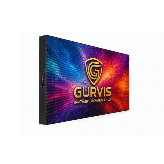 Gurvis Indoor Video Wall – angled view showcasing modular die-cast aluminum cabinet design