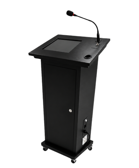 Gurvis Mini Podium – side view highlighting compact and portable smart lectern design